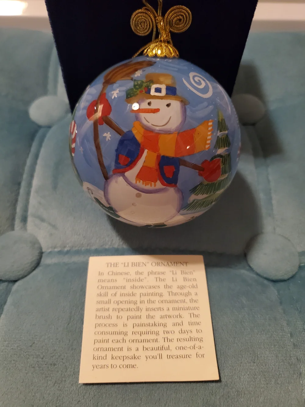 Pier 1 2005 Li Bien Snowman Christmas Ornament With Box & Card Vintage